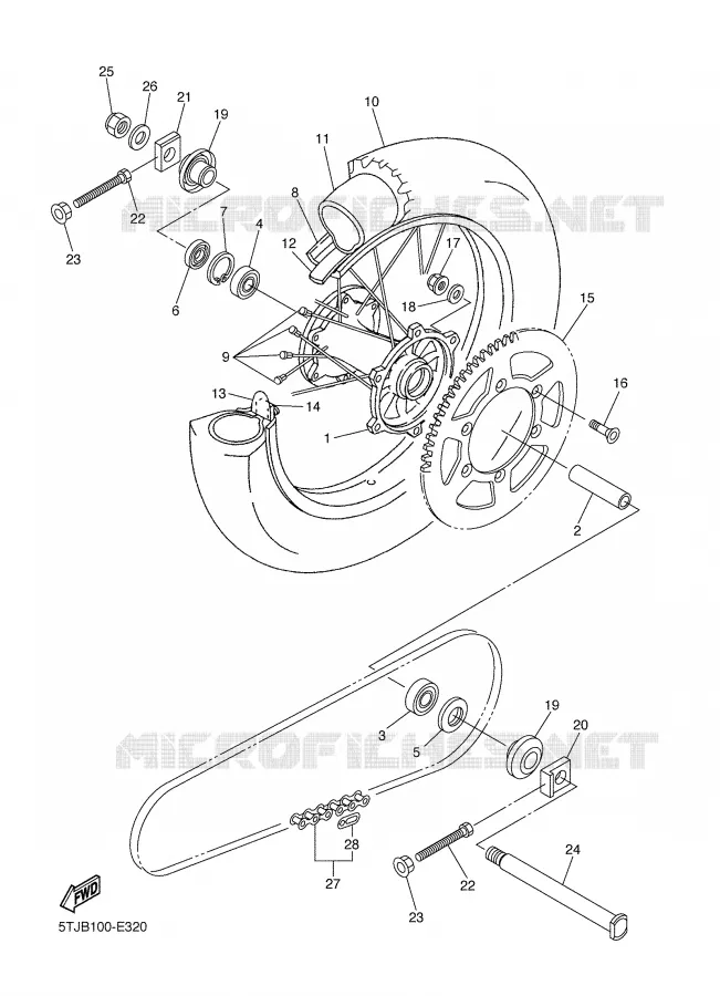 ROUE ARRIERE Yamaha MOTO 450 2007 WRF  WR450FW