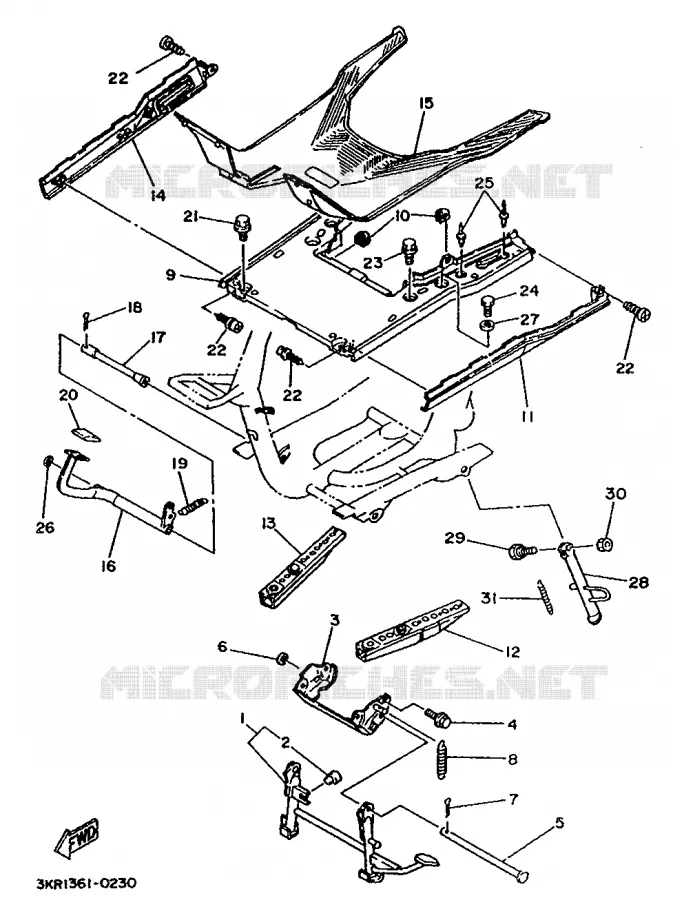 SUPPORT / REPOSE PIEDS Yamaha SCOOTER 125 1990 BELUGA  XC125