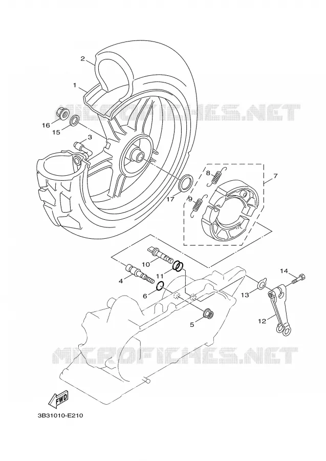 ROUE ARRIERE Yamaha SCOOTER 50 2007 GIGGLE  XF50