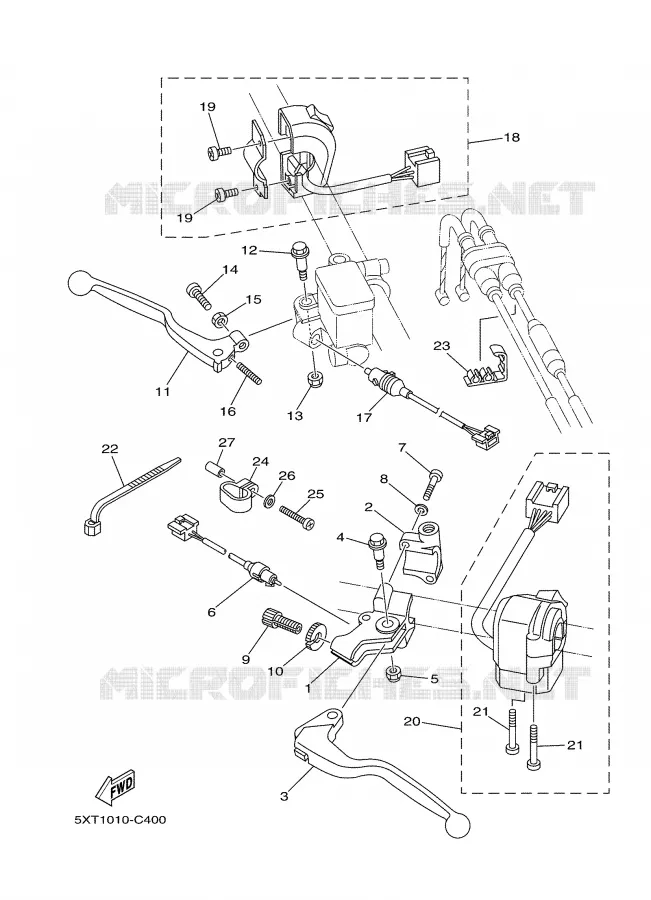 COMMODO / LEVIER Yamaha MOTO 250 2005 TRICKER  XG250