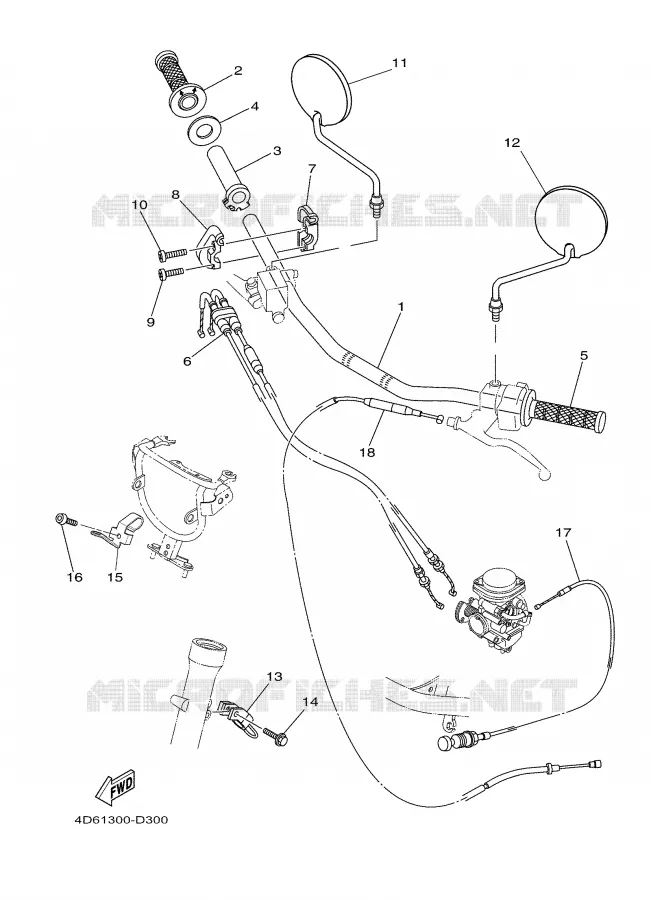 GUIDON ET CABLES Yamaha MOTO 250 2005 TRICKER  XG250