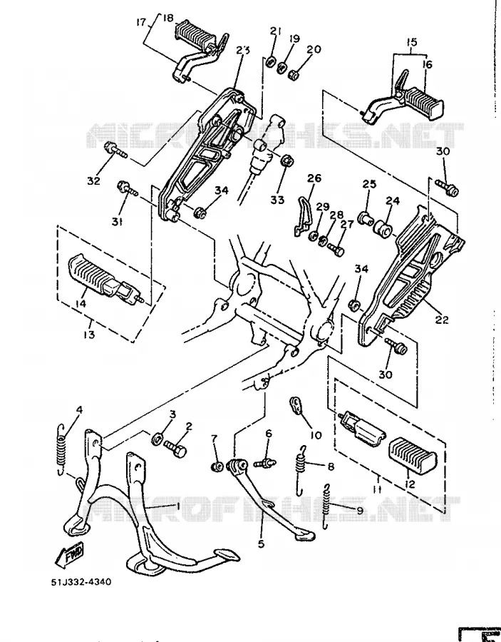 SUPPORT / REPOSE PIEDS Yamaha MOTO 600 1986 XJ  XJ600
