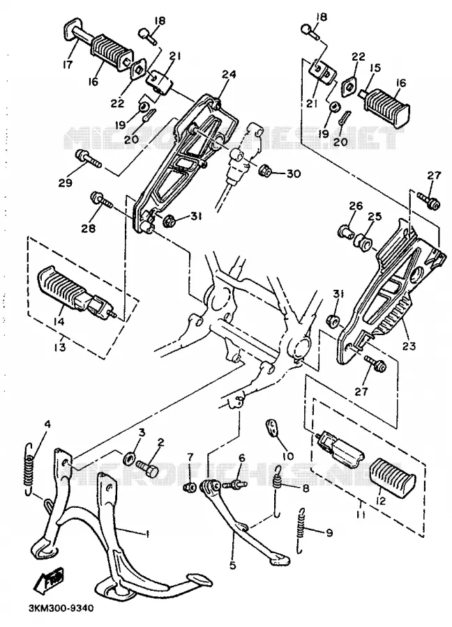 SUPPORT / REPOSE PIEDS Yamaha MOTO 600 1989 XJ  XJ600