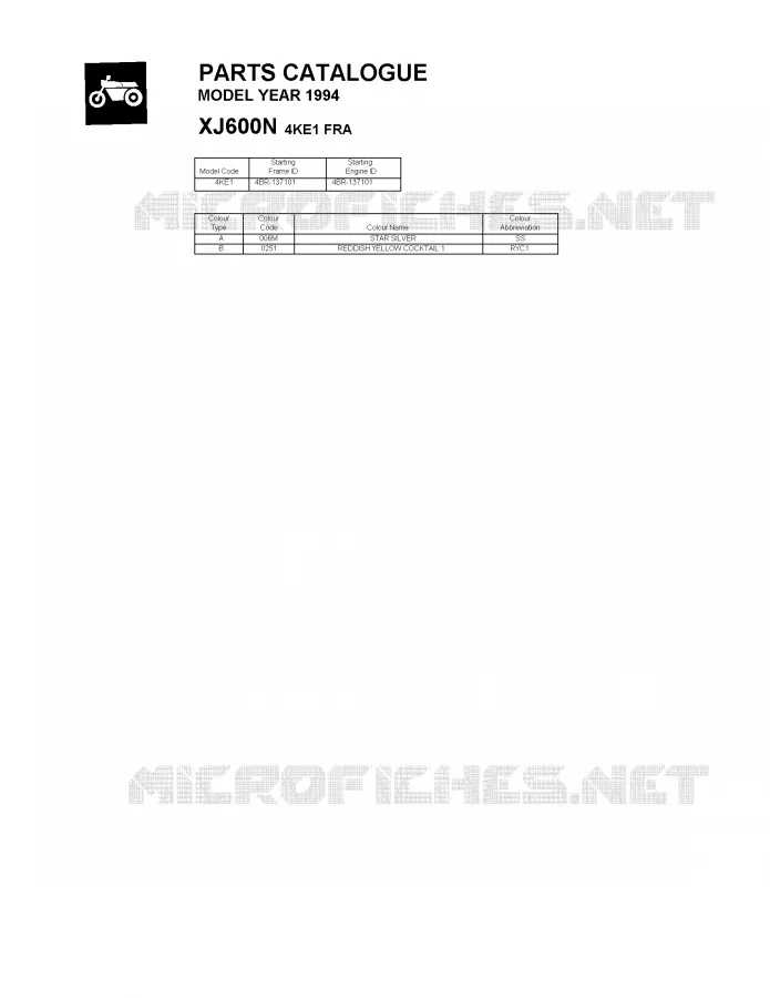 * CATALOG PREFACE * Yamaha MOTO 600 1994 XJN  XJ600N