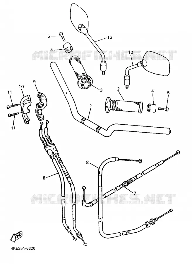 GUIDON ET CABLES Yamaha MOTO 600 1998 XJN  XJ600N
