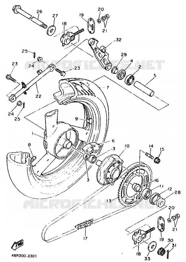 ROUE ARRIERE Yamaha MOTO 600 1995 XJN  XJ600N (37KW)