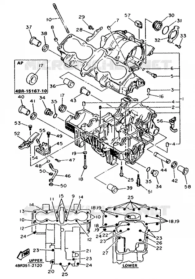 CARTER MOTEUR Yamaha MOTO 600 1992 XJS DIVERSION  XJ600S