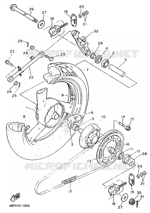 ROUE ARRIERE Yamaha MOTO 600 1992 XJS DIVERSION  XJ600S