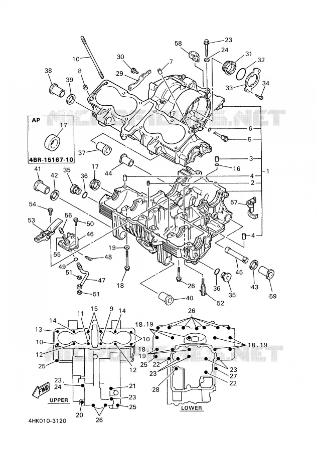 CARTER MOTEUR Yamaha MOTO 600 1995 XJS DIVERSION  XJ600S