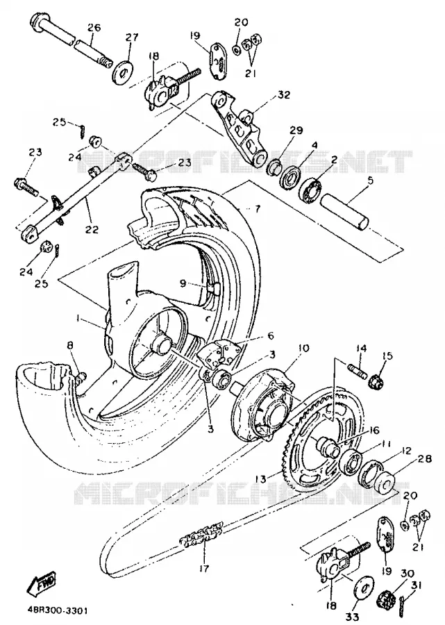 ROUE ARRIERE Yamaha MOTO 600 1995 XJS DIVERSION  XJ600S