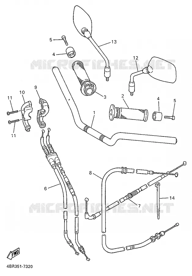 GUIDON ET CABLES Yamaha MOTO 600 1998 XJS DIVERSION  XJ600S