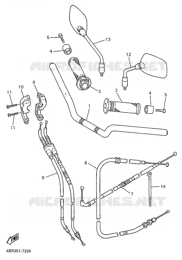 GUIDON ET CABLES Yamaha MOTO 600 1998 XJS DIVERSION  XJ600S