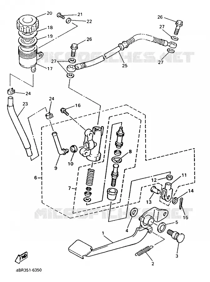 MAITRE CYLINDRE DE FREIN ARRIERE Yamaha MOTO 600 1998 XJS DIVERSION  XJ600S