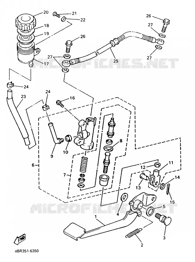 MAITRE CYLINDRE DE FREIN ARRIERE Yamaha MOTO 600 1999 XJS DIVERSION  XJ600S