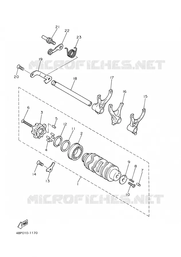 BARILLET DE SELECTION / FOURCHETTES Yamaha MOTO 600 2000 XJS DIVERSION  XJ600S