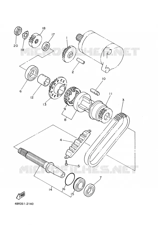 EMBRAYAGE DE DEMARREUR Yamaha MOTO 600 2001 XJS DIVERSION  XJ600S
