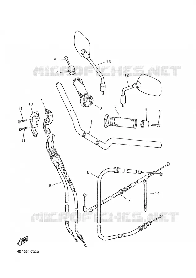 GUIDON ET CABLES Yamaha MOTO 600 2001 XJS DIVERSION  XJ600S