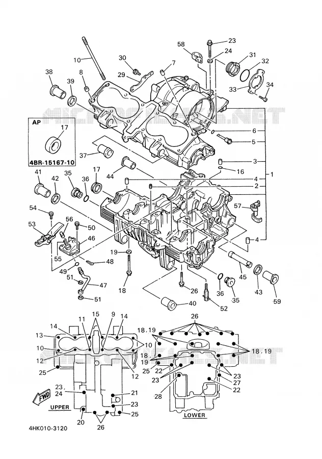 CARTER MOTEUR Yamaha MOTO 600 2001 XJS DIVERSION  XJ600S