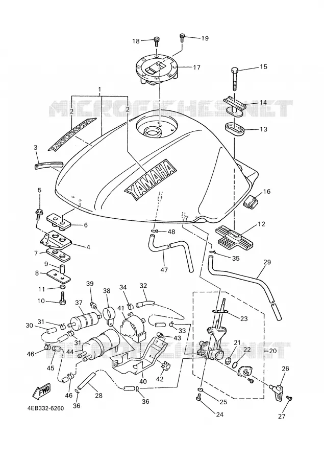 RESERVOIR A ESSENCE Yamaha MOTO 600 2001 XJS DIVERSION  XJ600S
