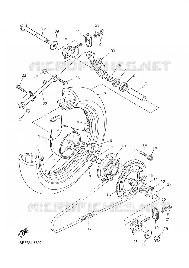 ROUE ARRIERE Yamaha MOTO 600 2002 XJS DIVERSION  XJ600S