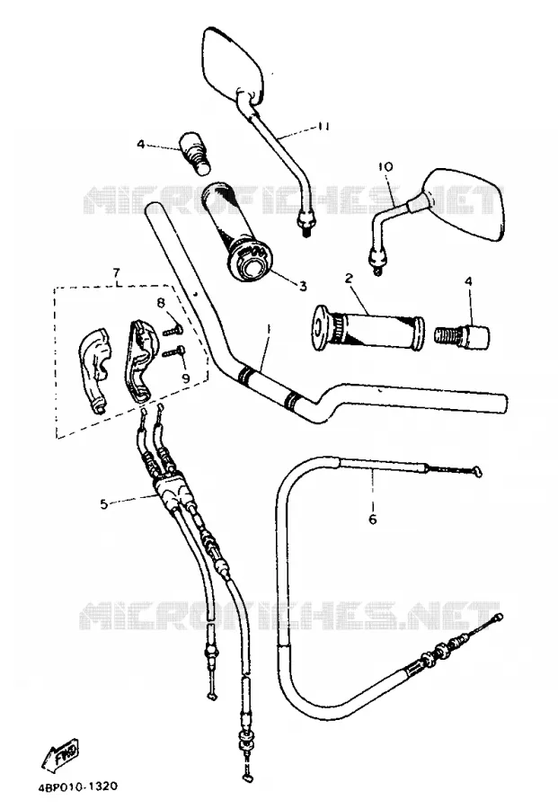GUIDON ET CABLES Yamaha MOTO 600 1992 XJS DIVERSION  XJ600S (37KW)