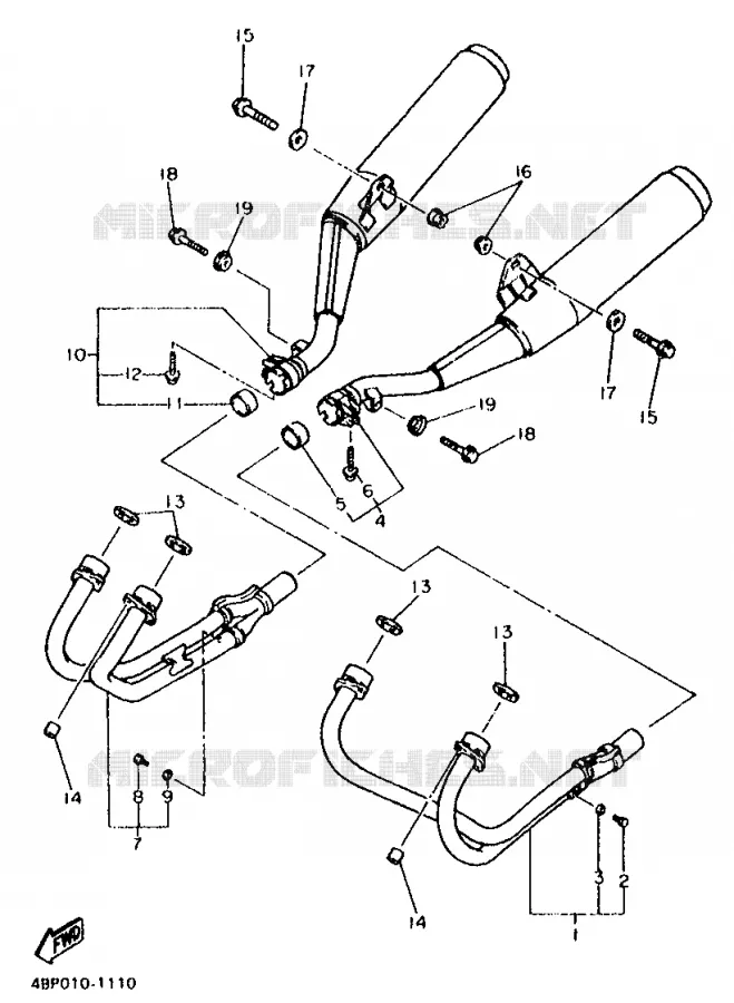 ECHAPPEMENT Yamaha MOTO 600 1993 XJS DIVERSION  XJ600S (37KW)