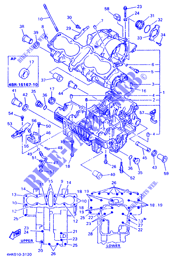 CARTER MOTEUR pour Yamaha XJ600S (37KW) de 1995
