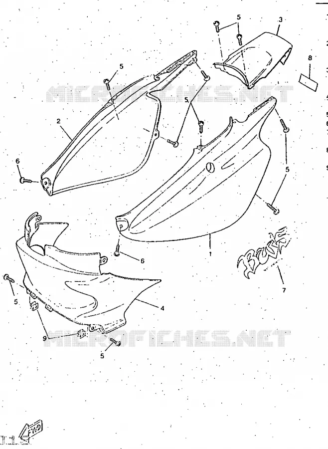 COUVERCLE LATERAL Yamaha SCOOTER 50 1997 BOOSTER  CW50RS