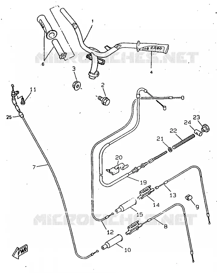 GUIDON ET CABLES Yamaha SCOOTER 50 1998 BOOSTER  CW50RS