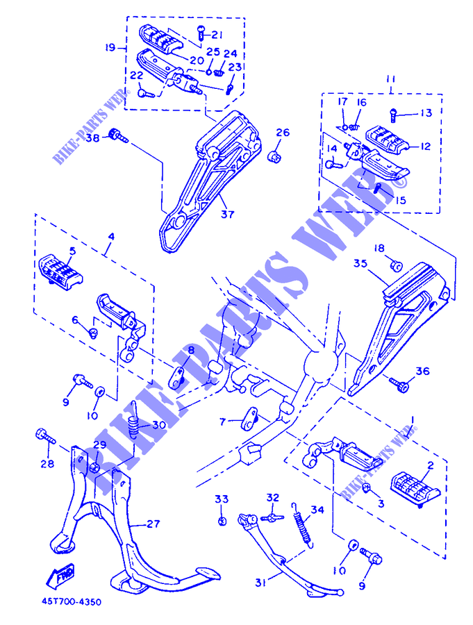 SUPPORT / REPOSE PIEDS pour Yamaha XJ900 de 1986