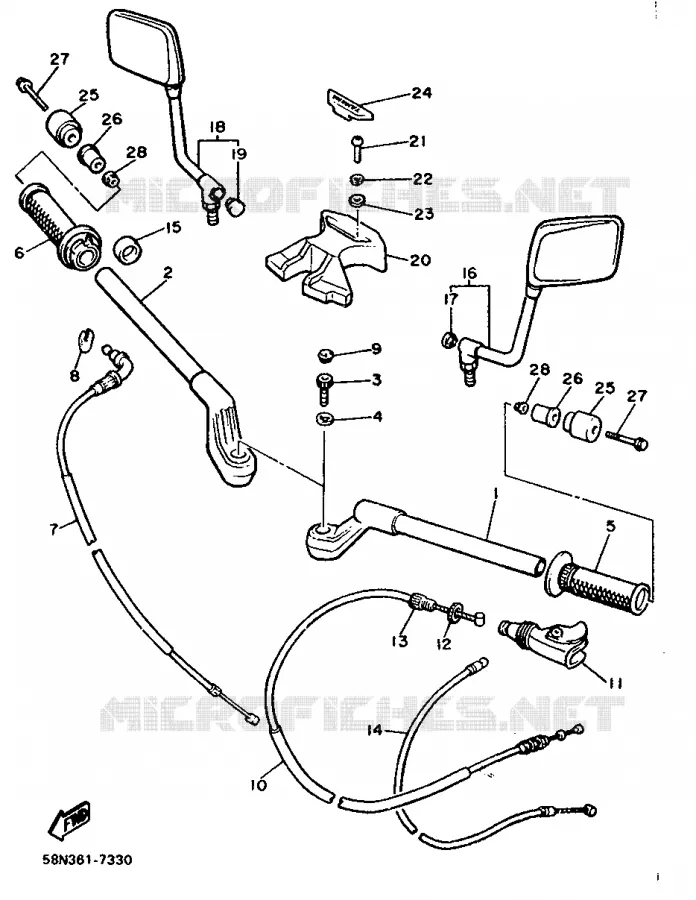 GUIDON ET CABLES Yamaha MOTO 900 1987 XJ  XJ900
