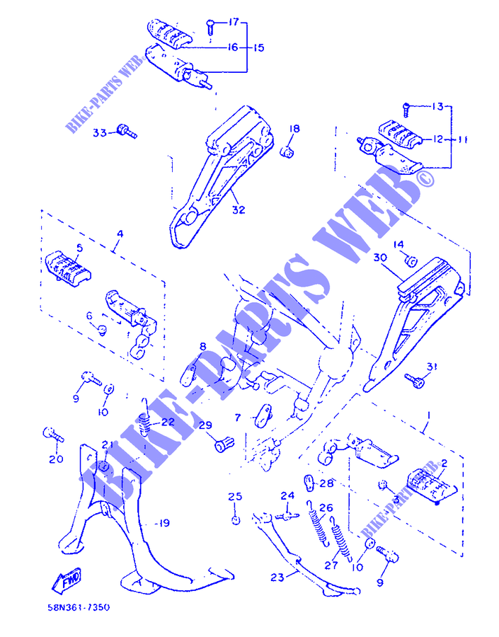 SUPPORT / REPOSE PIEDS pour Yamaha XJ900F de 1989