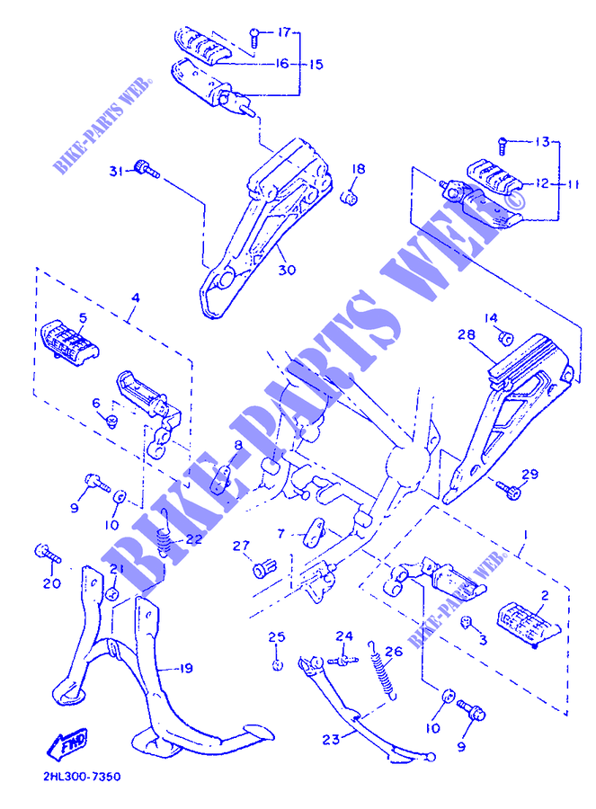 SUPPORT / REPOSE PIEDS pour Yamaha XJ900F de 1990