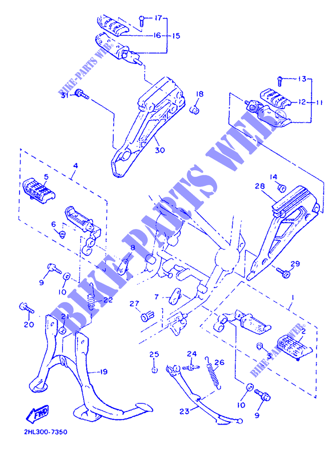 SUPPORT / REPOSE PIEDS pour Yamaha XJ900F de 1991