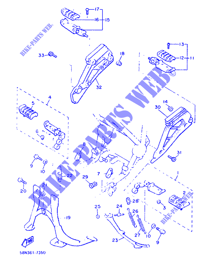 SUPPORT / REPOSE PIEDS pour Yamaha XJ900F de 1991