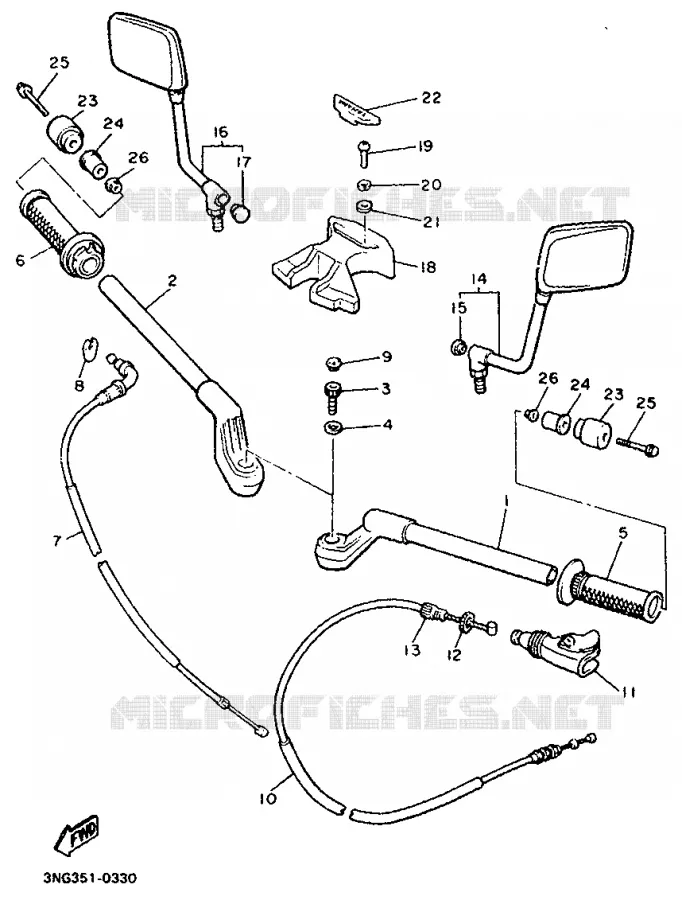 GUIDON ET CABLES Yamaha MOTO 900 1992 XJ  XJ900F
