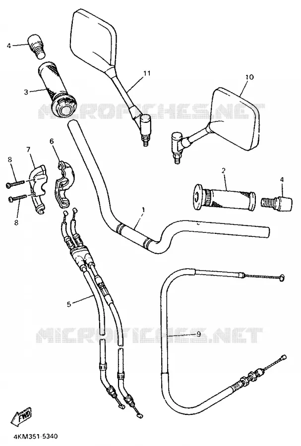 GUIDON ET CABLES Yamaha MOTO 900 1995 DIVERSION  XJ900S