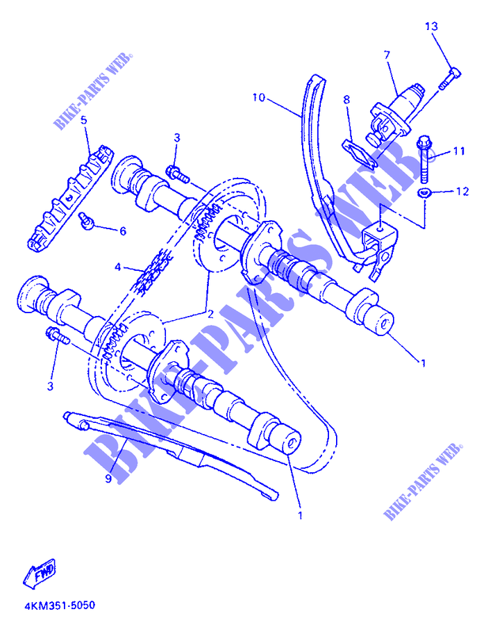 ARBRE A CAMES / CHAINE DE DISTRIBUTION pour Yamaha XJS 900 DIVERSION de 1995