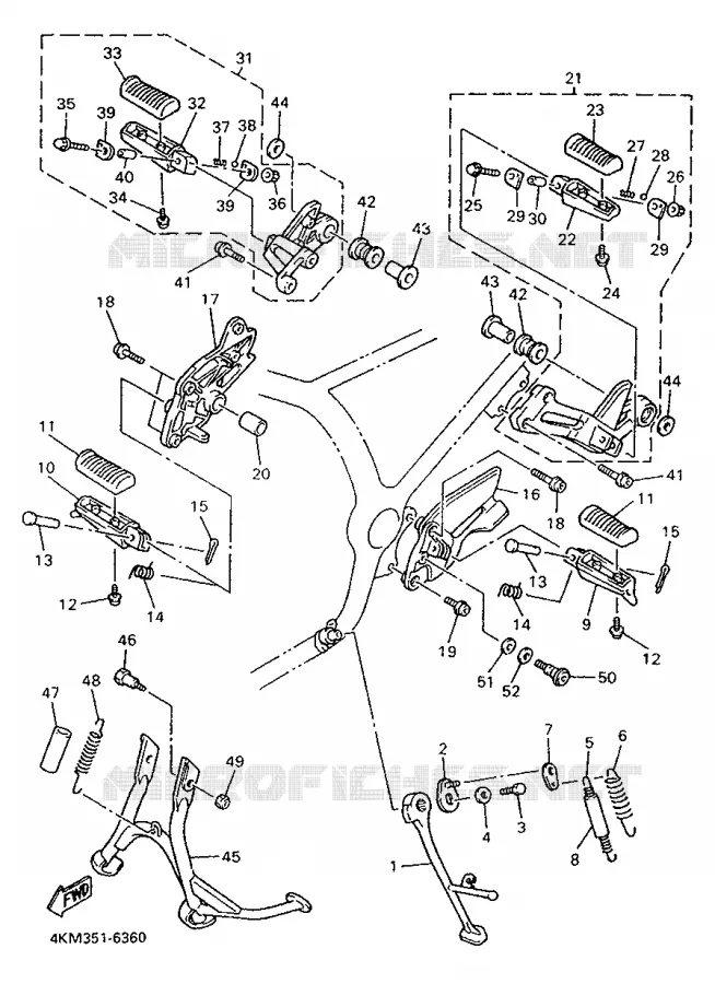 SUPPORT / REPOSE PIEDS Yamaha MOTO 900 1997 DIVERSION  XJ900S