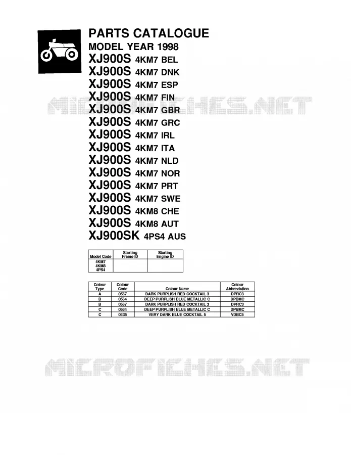 * CATALOG PREFACE * Yamaha MOTO 900 1998 DIVERSION  XJ900S