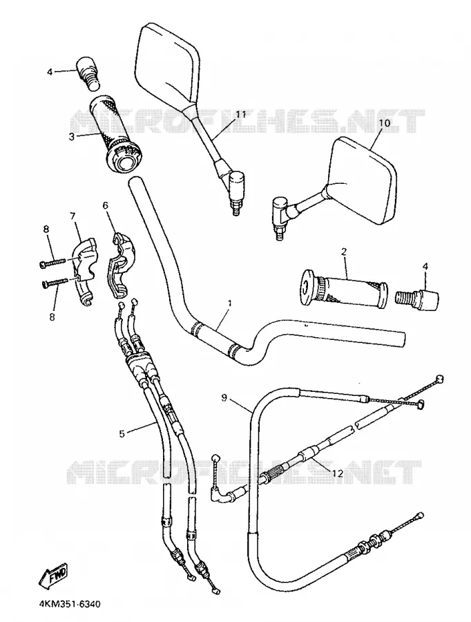 GUIDON ET CABLES Yamaha MOTO 900 1998 DIVERSION  XJ900S