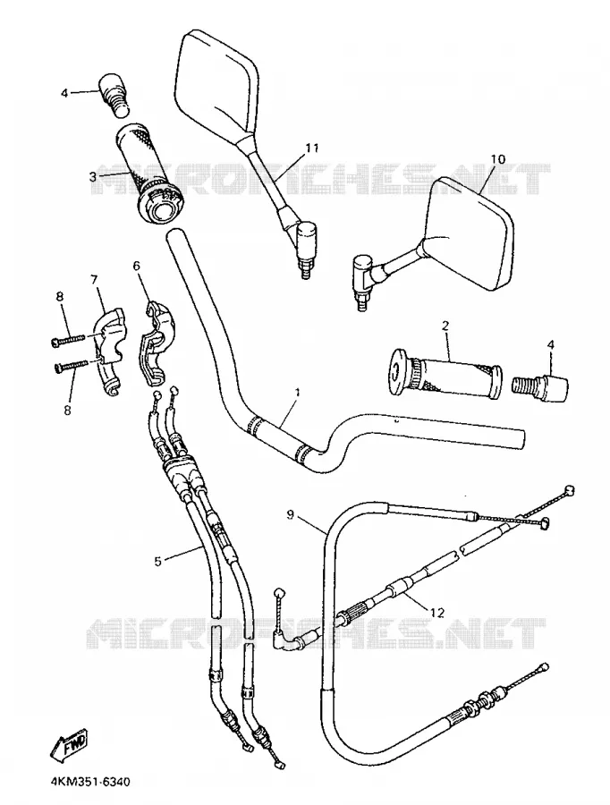 GUIDON ET CABLES Yamaha MOTO 900 1998 DIVERSION  XJ900S