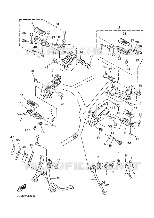 SUPPORT / REPOSE PIEDS Yamaha MOTO 900 2000 DIVERSION  XJ900S