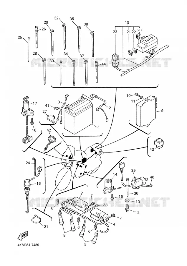 PARTIE ELECTRIQUE 2 Yamaha MOTO 900 2000 DIVERSION  XJ900S