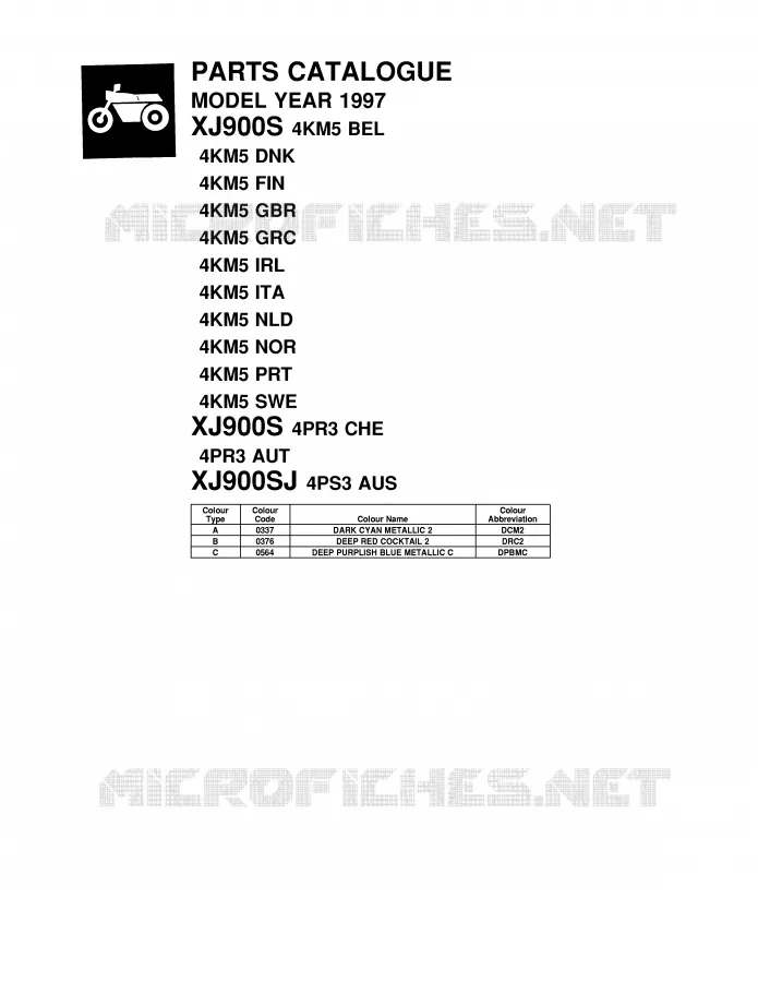 * CATALOG PREFACE * Yamaha MOTO 900 1997 DIVERSION  XJ900SJ
