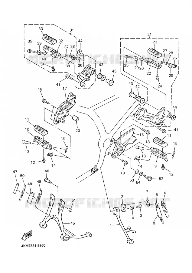 SUPPORT / REPOSE PIEDS Yamaha MOTO 900 2002 DIVERSION  XJ900SP