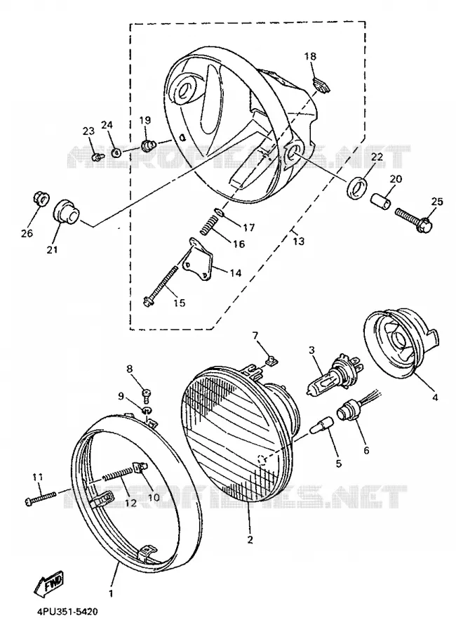 PHARE  Yamaha MOTO 1200 1995 XJR  XJR1200