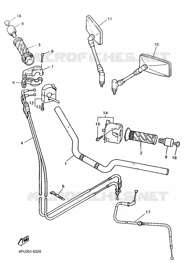 GUIDON ET CABLES Yamaha MOTO 1200 1998 XJR  XJR1200SP