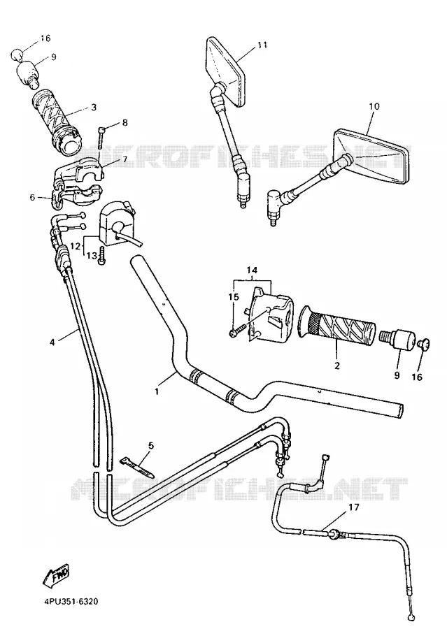 GUIDON ET CABLES Yamaha MOTO 1200 1998 XJR  XJR1200SP