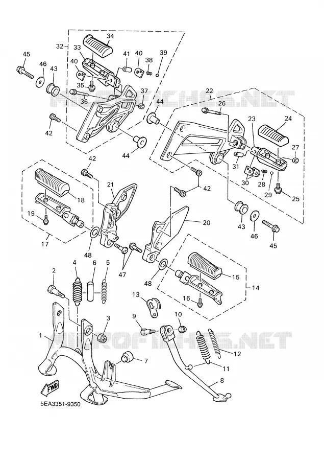 SUPPORT / REPOSE PIEDS Yamaha MOTO 1300 2000 XJR  XJR1300